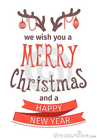 Greeting Card. Merry Christmas lettering. Vector illustration. isolated object Vector Illustration