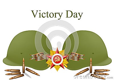 Greeting card with military objects Vector Illustration