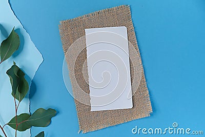 greeting card mockup. different paper textures with torn and smooth edges. place for text. flat lay background Stock Photo