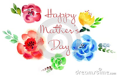 Greeting card for Mother`s Day. Beautiful card with different colors for sets and cards. Stock Photo