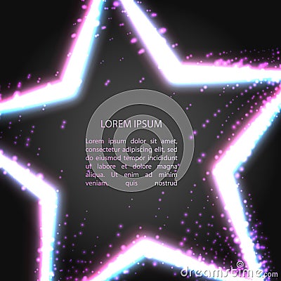 Greeting card with neon star Vector Illustration