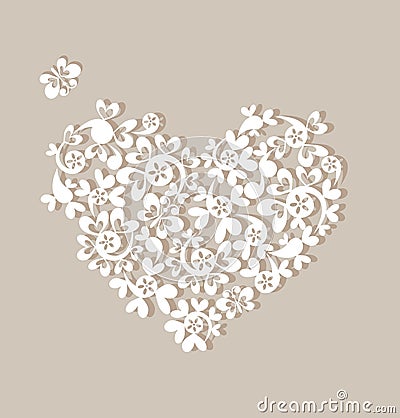 Greeting card with paper heart Vector Illustration