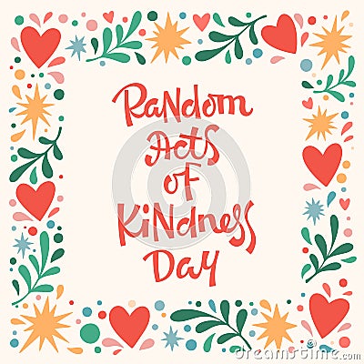 Greeting card for Random Acts of Kindness Day Cartoon Illustration