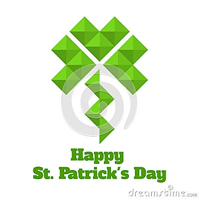 Greeting card for St. Patrick. Leaf clover of triangles. Stock Photo