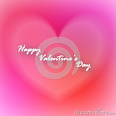 Greeting card for St. Valentine`s Day. Heart and background with blur effect. Soft pink calm tones. Vector Illustration