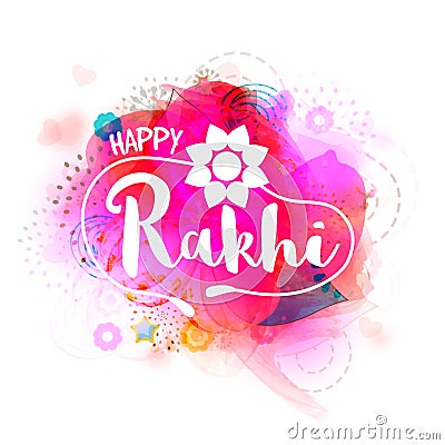 Greeting Card with Stylish Text for Happy Rakhi. Stock Photo