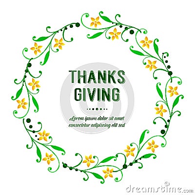 Greeting card thanksgiving background, with vintage yellow flower frame. Vector Vector Illustration