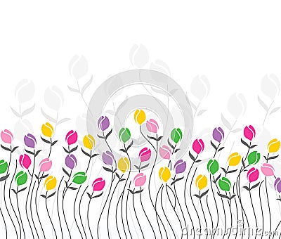 Greeting card of tulip flowers Vector Illustration