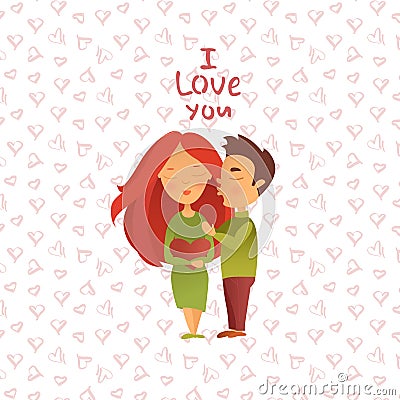 Greeting card with Valentine`s day holiday. Vector Illustration