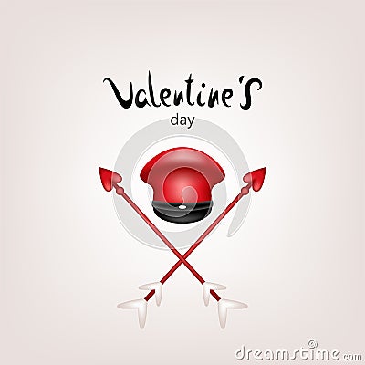 Valentine card arrow cap up Vector Illustration