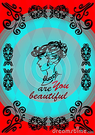 Greeting card You are beautiful Vector Illustration