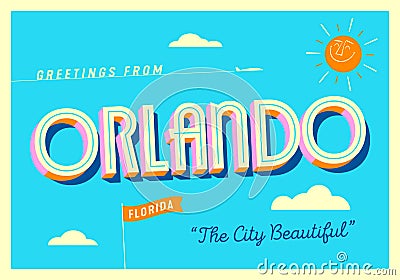 Greetings from Orlando, Florida, USA. Vector Illustration