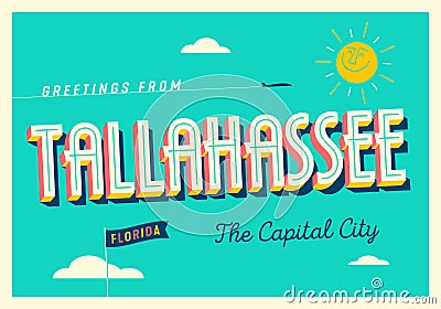 Greetings from Tallahassee, Florida, USA Vector Illustration