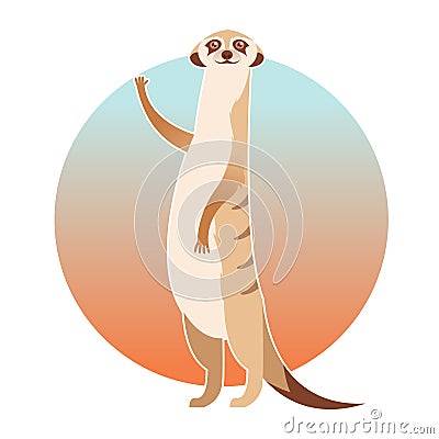 Greeting cartoon meerkat Vector Illustration