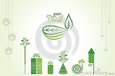 Greeting for celebrate green diwali concept Vector Illustration