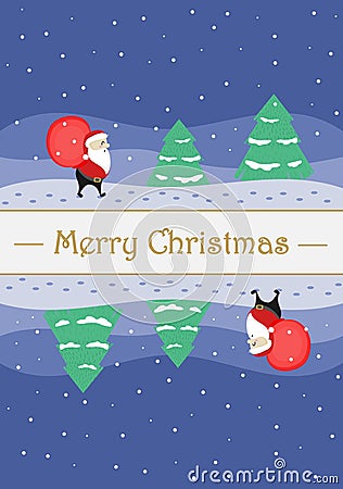 Greeting Christmas card with cute Santa Claus Vector Illustration