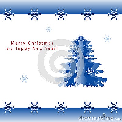 Greeting christmas card, frame of snowflakes. In the center Vector Illustration