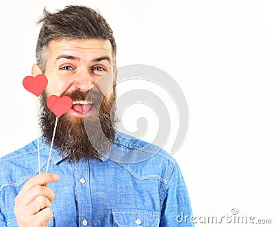 Greeting, happy, gift, present, celebration, flirtation concept. Stock Photo