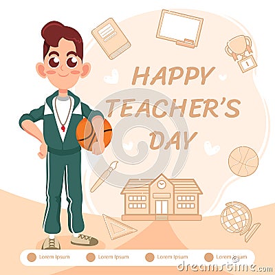 Greeting of Happy Teachers Day Vector Illustration