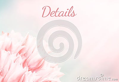 Wedding information card, pink tulips, standart size. Stock Photo