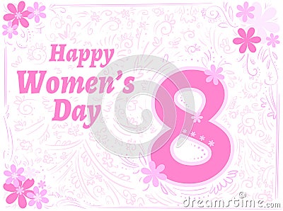 Greeting tender card with decor happy womens day 8 march Vector Illustration