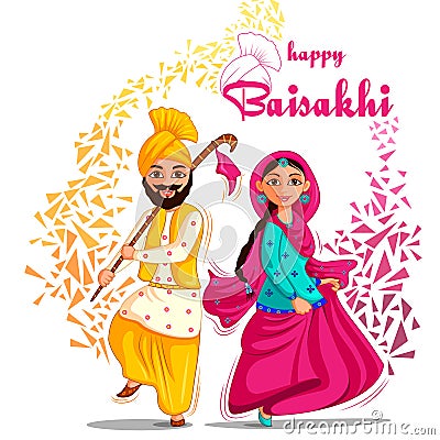 Greetings background for Punjabi New Year festival Vaisakhi celebrated in Punjab India Vector Illustration