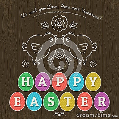 Greetings card for Easter Day with eleven colored eggs,vector Vector Illustration