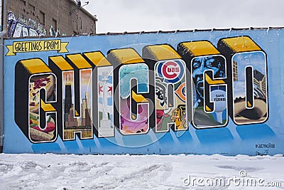 Greetings from Chicago Editorial Stock Photo