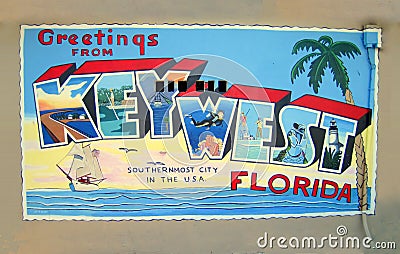 Greetings (postcard) from Key West Florida USA Editorial Stock Photo