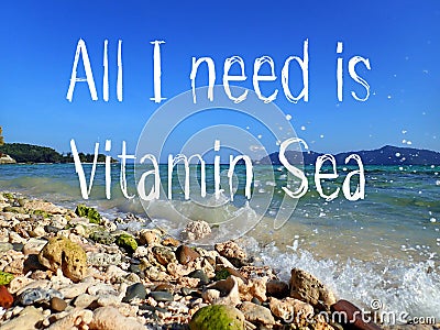 All I Need Is Vitamin Sea design for traveler who is on vacation and love the ocean. Stock Photo