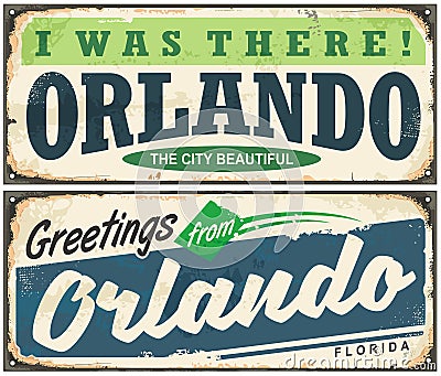 Greetings from Orlando Florida vintage signboard Vector Illustration