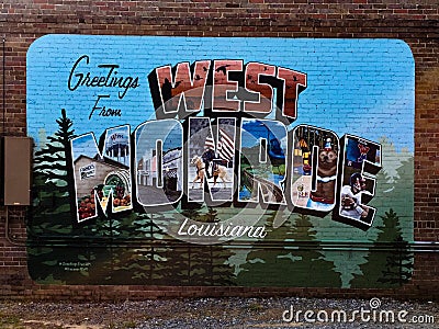 Greetings from West Monroe Mural Editorial Stock Photo