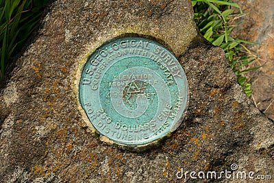 Gregory Bald Survey Marker Stock Photo