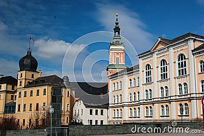 Greiz, Germany - March 21, 2023: Townscape of Greiz, a town in the state of Thuringia, 40 kilometres east of state capital Erfurt Editorial Stock Photo