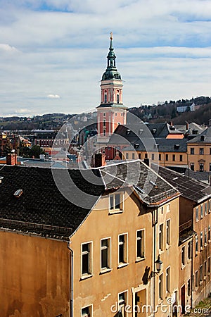 Greiz, Germany - March 21, 2023: Townscape of Greiz, a town in the state of Thuringia, 40 kilometres east of state capital Erfurt Editorial Stock Photo