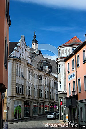 Greiz, Germany - March 21, 2023: Townscape of Greiz, a town in the state of Thuringia, 40 kilometres east of state capital Erfurt Editorial Stock Photo