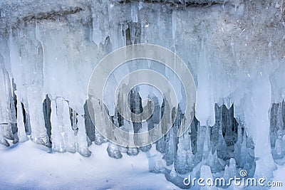 Frozen ice cones at Baikal lake in winter Stock Photo