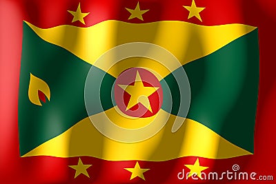 Grenada - waving flag - 3D illustration Cartoon Illustration