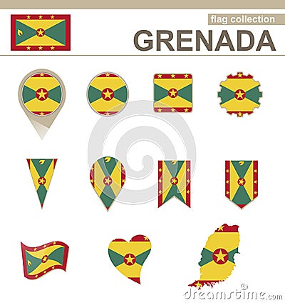 Grenada Flag Collection Vector Illustration