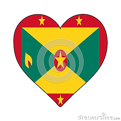 Grenada Heart Shape Flag. Love Grenada. Visit Grenada. Caribbean. Latin America. Vector Illustration Graphic Vector Illustration