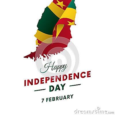Grenada Independence day. Grenada map. Vector illustration. Stock Photo