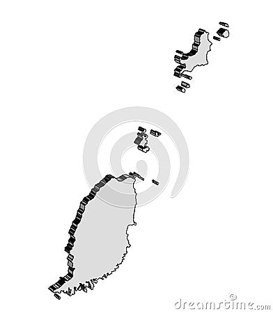 Grenada Island Isolated 3D Map Vector Illustration