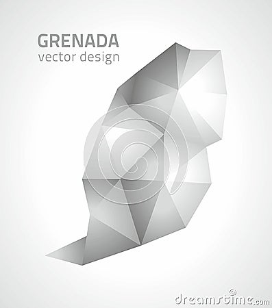 Grenada map grey and silver mosaic vector polygonal map Vector Illustration