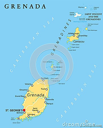 Grenada Political Map Vector Illustration