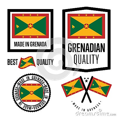 Grenada quality label set for goods Vector Illustration