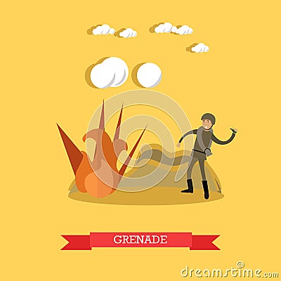 Grenade concept vector illustration in flat style Vector Illustration