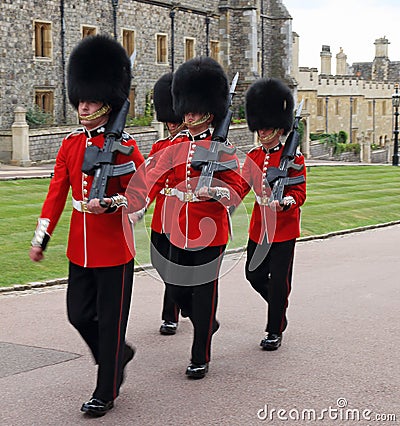 Grenadier Guards at Royal Windsor Castle in England Editorial Stock Photo