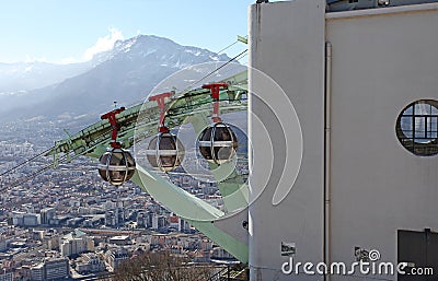 Grenoble cable car funicular. France Editorial Stock Photo