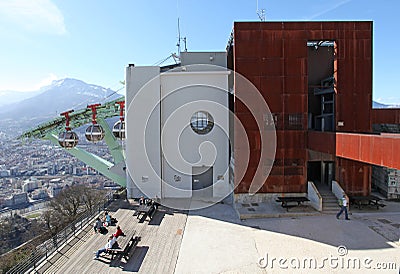 Grenoble cable car funicular. France Editorial Stock Photo
