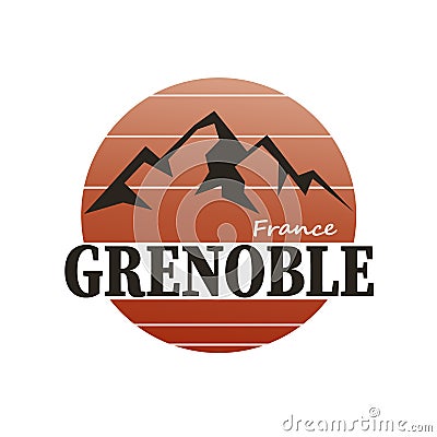 Grenoble city logo badge shirt design on white Vector Illustration